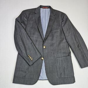 Gant Downtown Jacket Blazer Mens 42R Gold Crest Button $595 Gray Wool Suit EU52